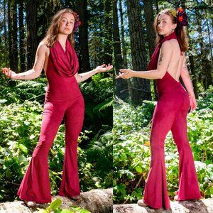 NEW!! Cherry Vegan Suede Hooded Jumpsuit - Warrior …
